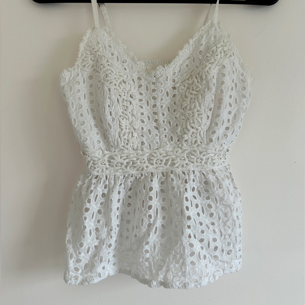 White embroidered tank top blouse